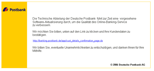 Postbank Phishing Email
