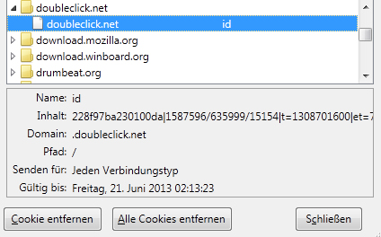 Firefox: Cookies