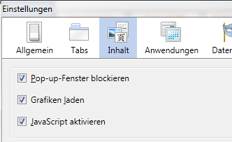 Mozilla Firefox: Javascript aktivieren