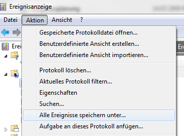 Microsoft Windows: Ereignisanzeige exportieren