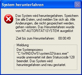 Microsoft Windows: Sasser-Infektion