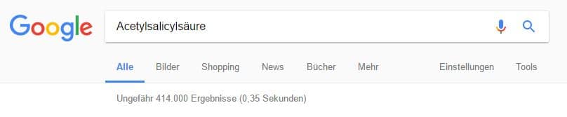 Suchanfrage zum Begriff Acetylsalicysaeure