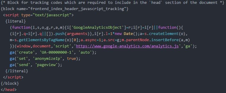 Google Analytics Code in Shopware